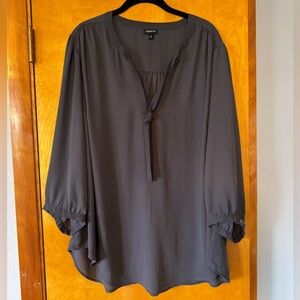 torrid Charcoal Gray Tie-Neck Blouse